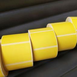 Термотрансферная самоклеящаяся этикетка 58х40 мм желтая (700 шт в рулоне, втулка 40 мм, материал полуглянцевая бумага)
